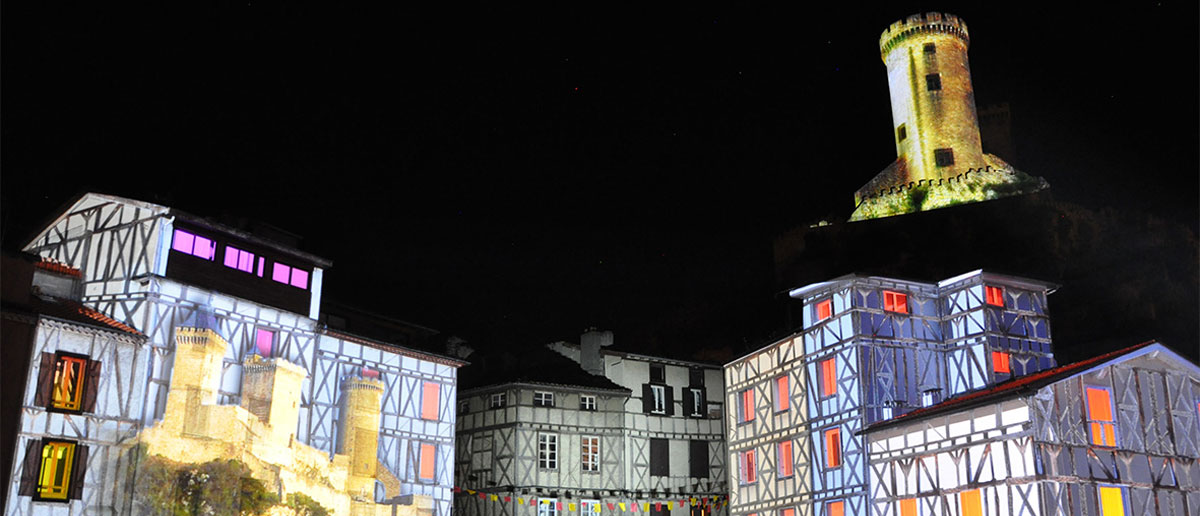 Foix - Vidéo mapping sur bâtiment et château